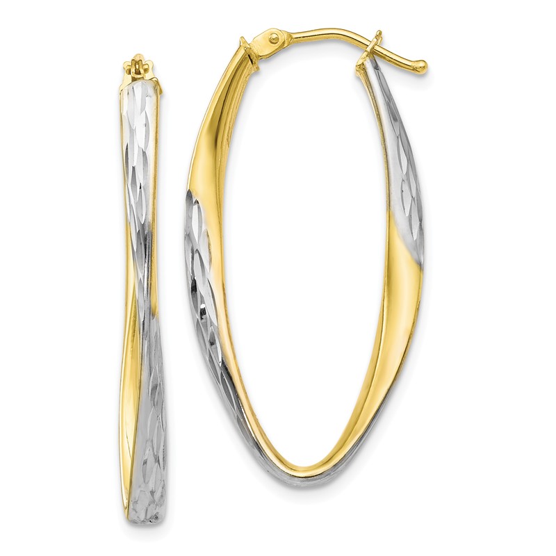 Leslies 10k White Gold Polished D//C Hoop Earrings