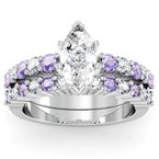 Round Diamond & Tanzanite Engagement Ring with Matching Wedding Band