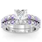 Round Diamond & Tanzanite Engagement Ring with Matching Wedding Band