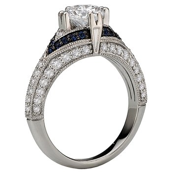 Sapphire and Diamond Semi-Mount Ring