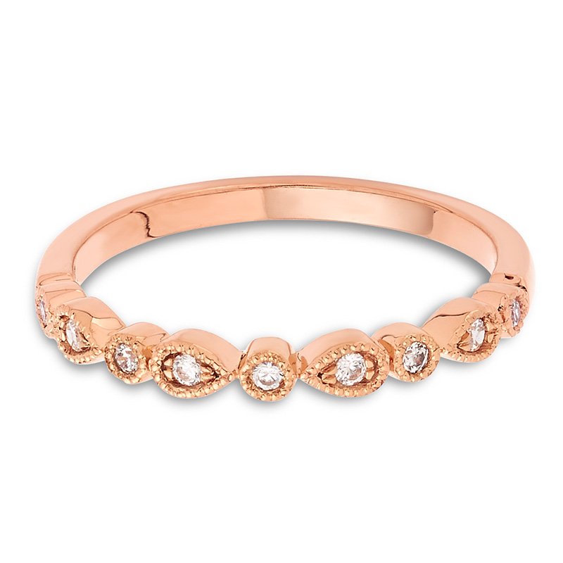 Rose gold, vintage-inspired diamond stackable band