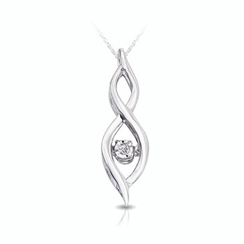 Sterling silver twist pendant with twinkling round diamond cluster