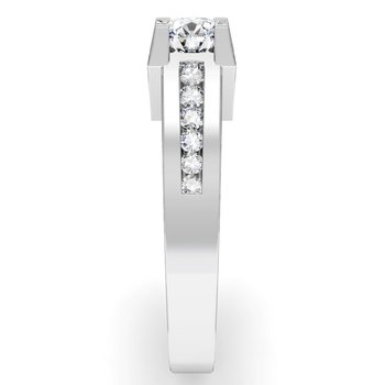 Round Diamond Engagement Ring with Channel set Diamonds