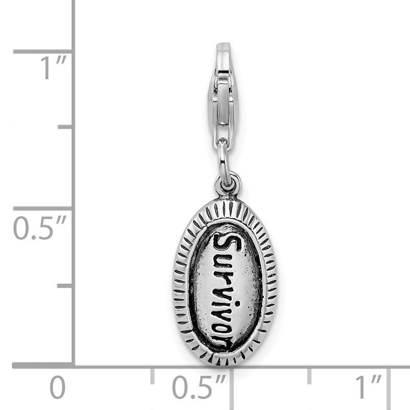 Amore La Vita Sterling Silver Antiqued Strength with Lobster Clasp Charm 