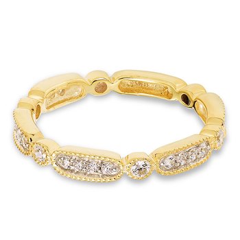Yellow gold, pave and bezel-set diamond stackable band