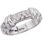 Alisa VHR 905 D Sterling Traversa Band Ring with Rondelles & Pave' Diamond Bar