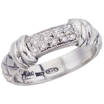 VHR 905 D Sterling Traversa Band Ring with Rondelles & Pave' Diamond Bar