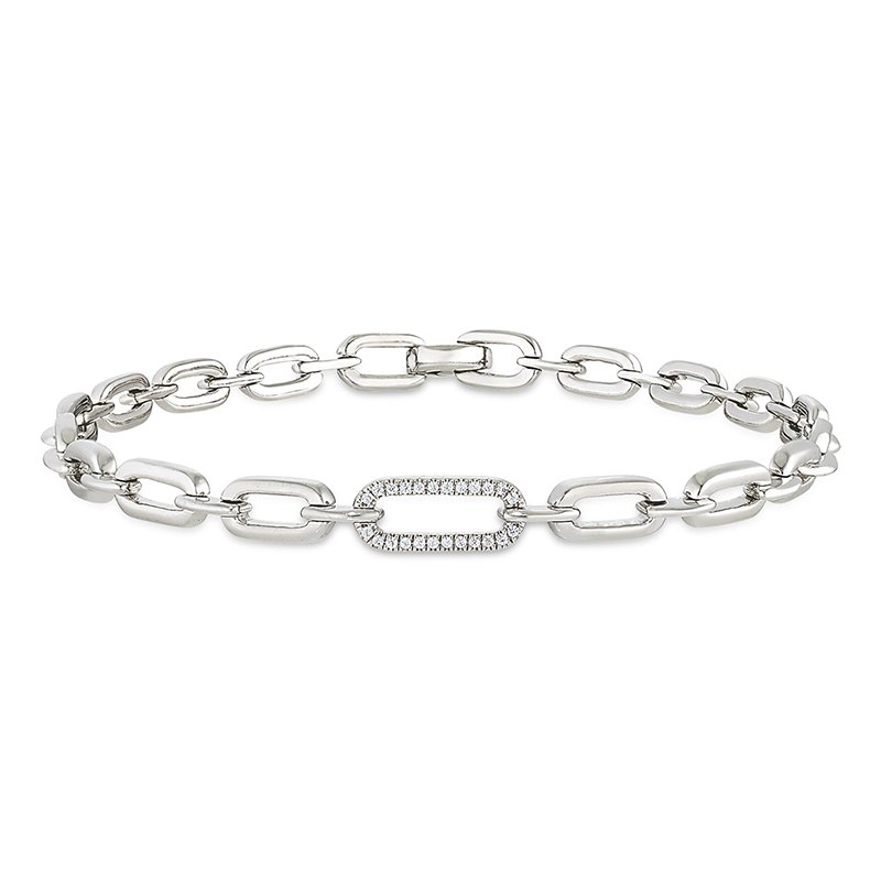 White gold and diamond paper clip bracelet - Victor Corporation