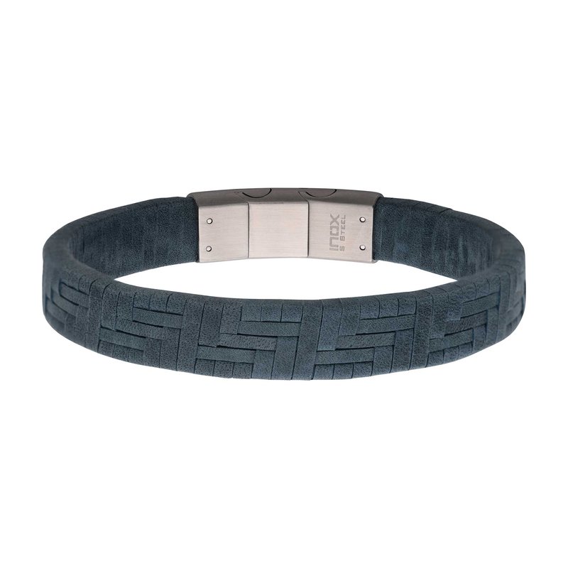 INOX Jewelry Twill Weave Suede Gray Leather Bracelet