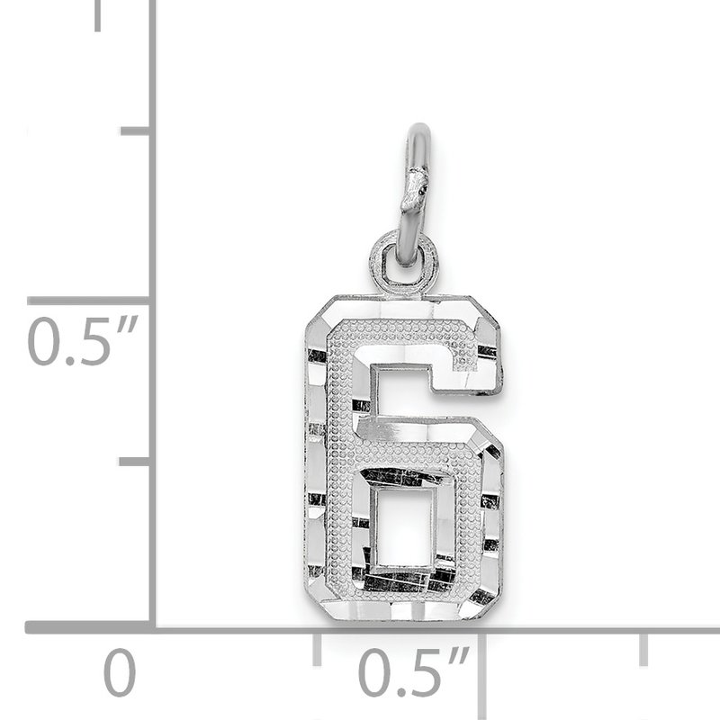 14kw Casted Small Diamond Cut Number 6 Charm 