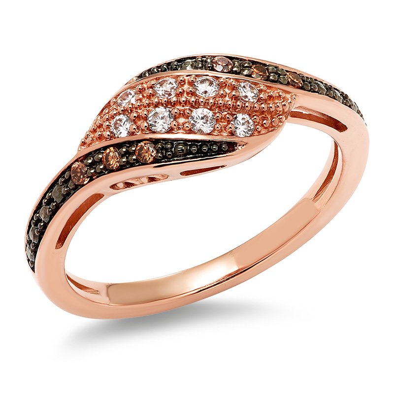 Rose gold, caramel and white diamonds curve-design ring