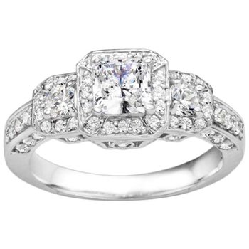 Princess Cut Diamond Vintage Style Engagement Ring