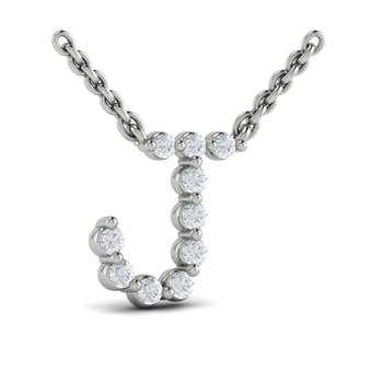 Diamond  Alphabet Pendant Necklace, J