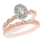 Emily rose gold and oval-center diamond bridal set
