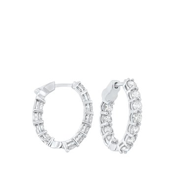 Prong Set Diamond Hoop Earrings in 14K White Gold (4 ct. tw.) SI3 - G/H
