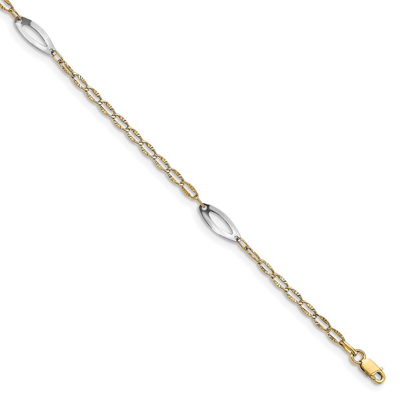 Leslies 14k Polished and Diamond-cut Heart Anklet w/1in ext 
