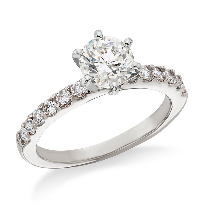 White gold, round diamond semi-mount engagement ring