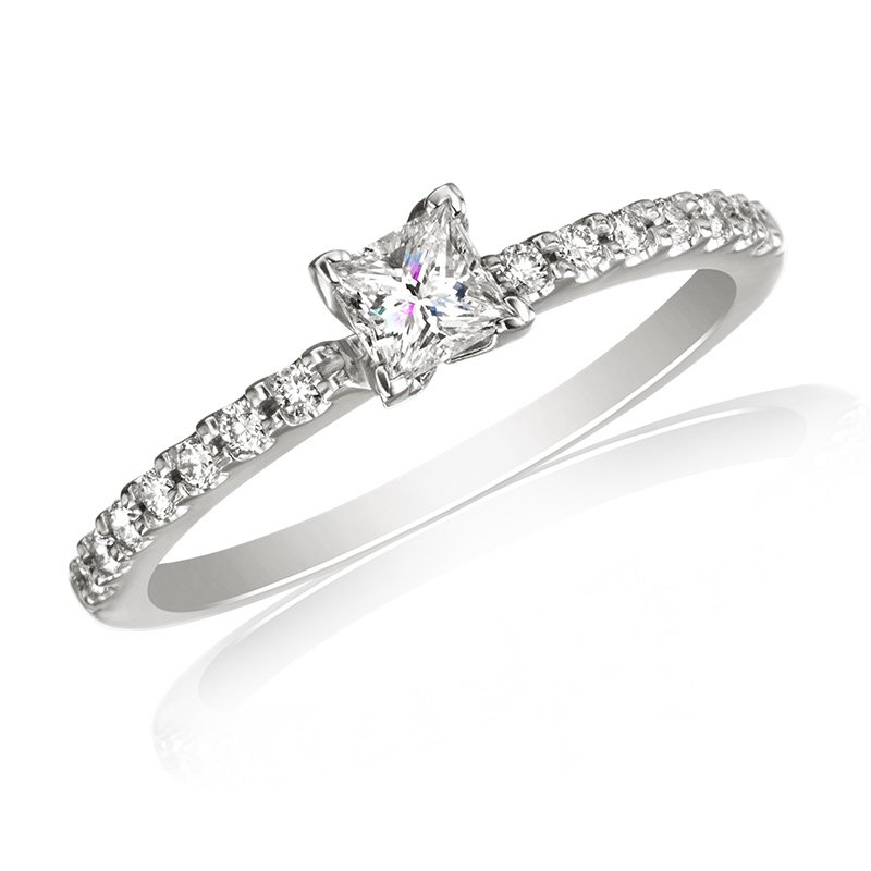 White gold and princess-cut diamond solitaire engagement ring