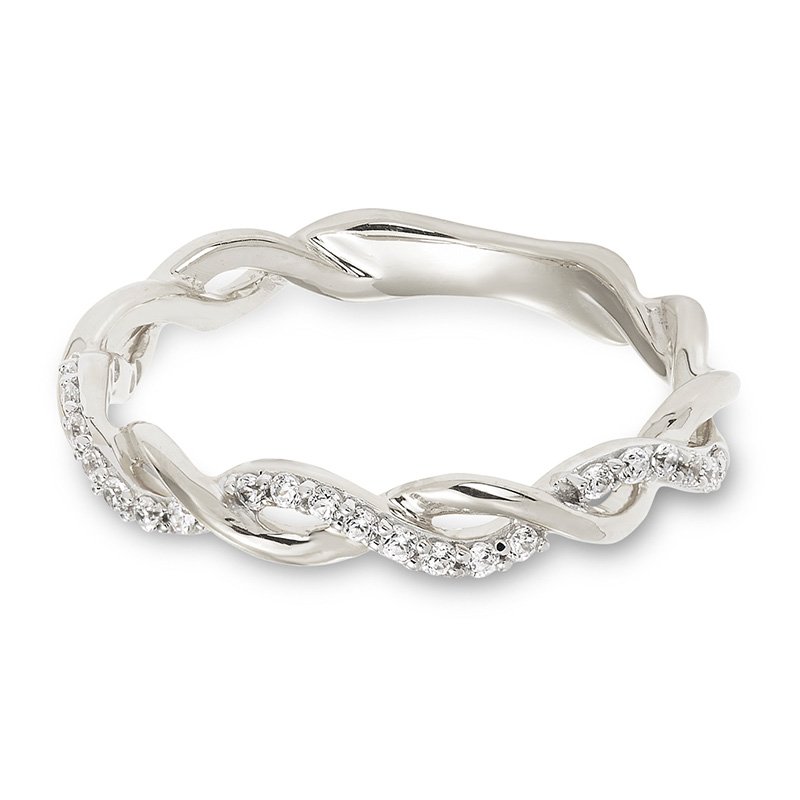 White gold and diamond twist stackable band
