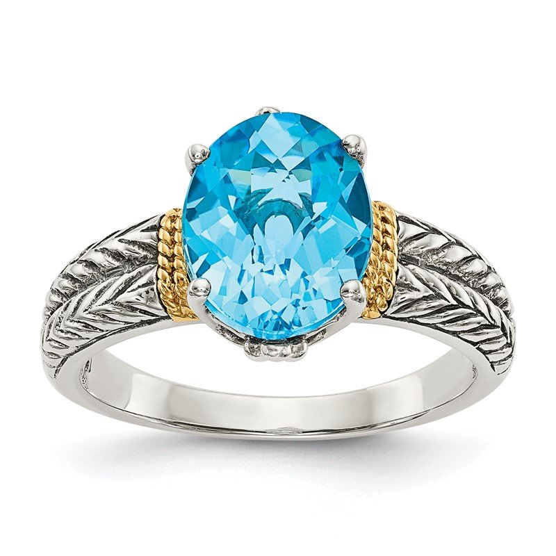Sterling Silver with 14k Blue Topaz Ring 