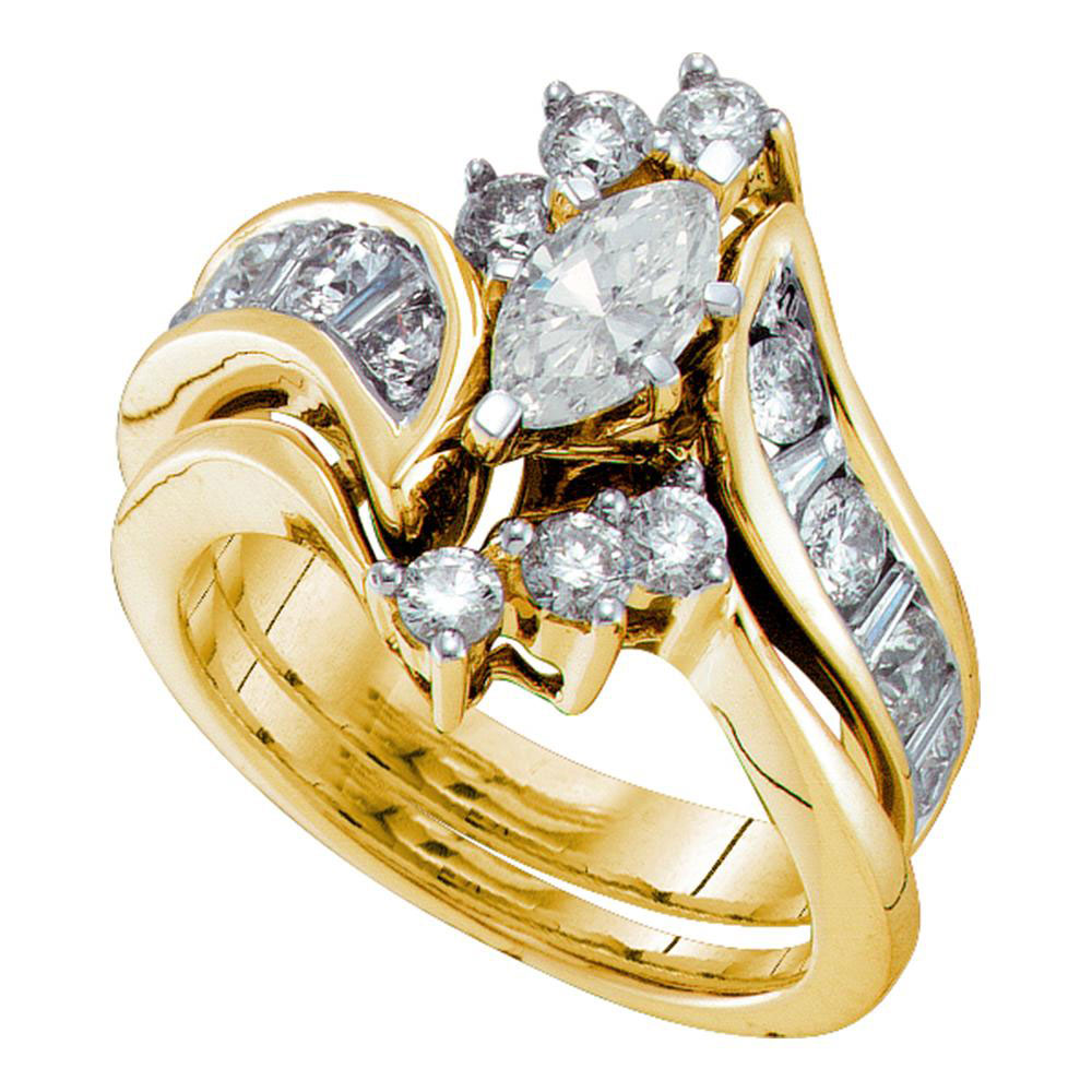 14kt Yellow Gold 1/20Ct Dia N2S Marq Diamond Cluster Ring