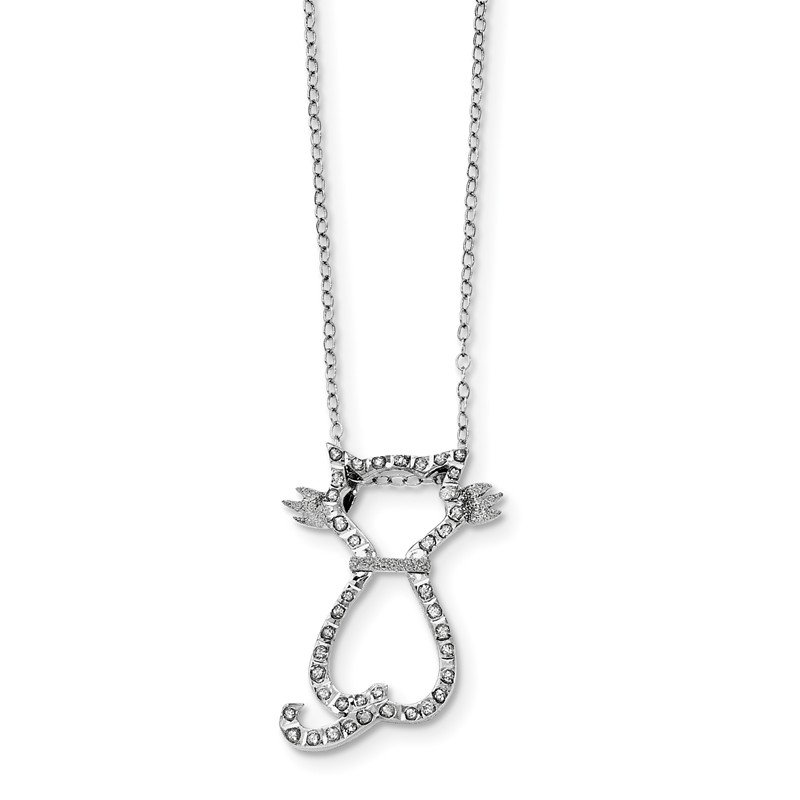 925 Sterling Silver Diamond Mystique Black and White Diamond Pendant Necklace Charm Chain 18 