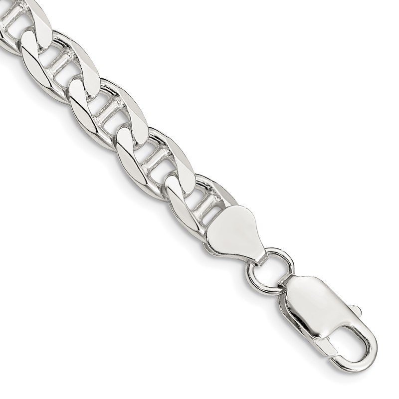 925 Sterling Silver 7.4mm Flat Anchor Necklace Chain Necklace 