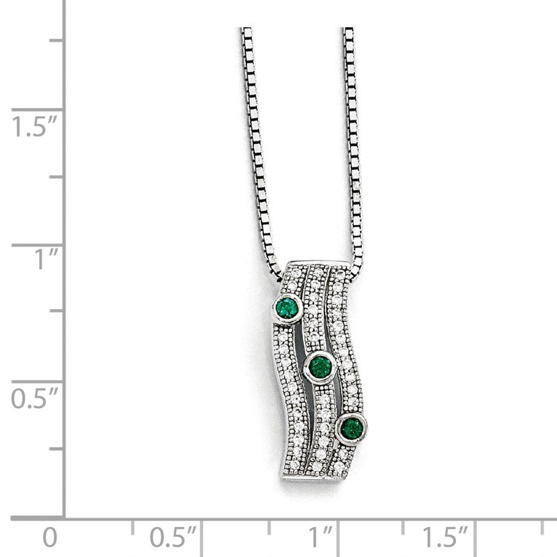 18 Length 925 Sterling Silver With Rhodium-Plated CZ Brilliant Embers Polished Necklace Cubic Zirconia 