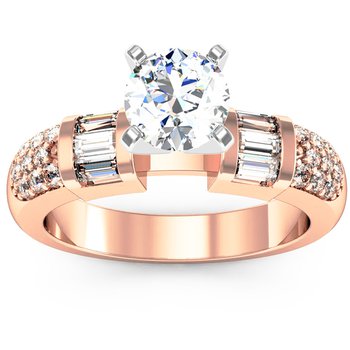 Pave & Baguette Diamond Engagement Ring