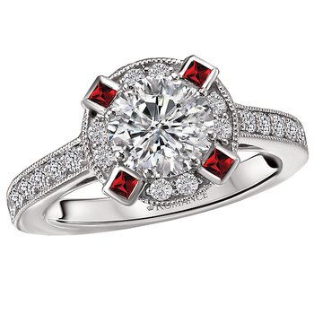 Ruby and Diamond Semi-Mount Ring