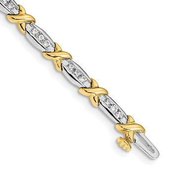14k Two-tone Polished Fancy Diamond Bracelet