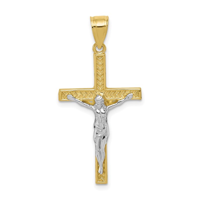 10k and Rhodium Crucifix Pendant 