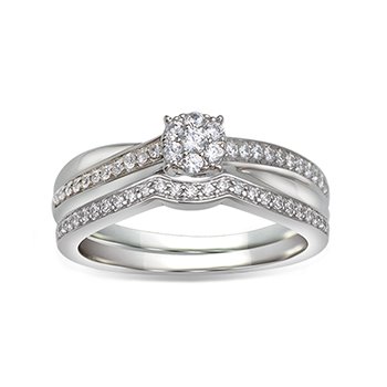 White gold round halo cluster engagement ring