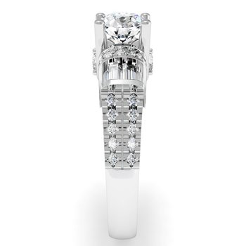 Unique Round, Princess & Baguette Diamond Engagement ring