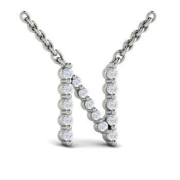 Diamond  Alphabet Pendant Necklace, N