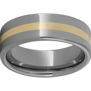 Rugged Tungsten™ 8mm Pipe Cut Band with a 2mm 14K Yellow Gold Inlay