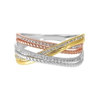 Diamond Luxe Braided Multi-Band in Tri-Color Gold (1/5ctw)