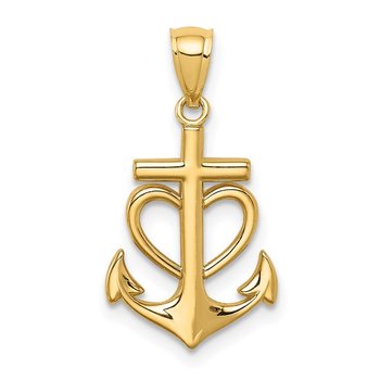 14K Anchor with Heart Pendant