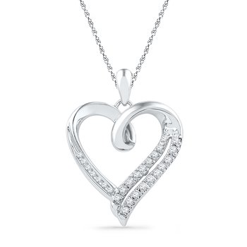 Sterling Silver Black & White Diamond Heart Pendant