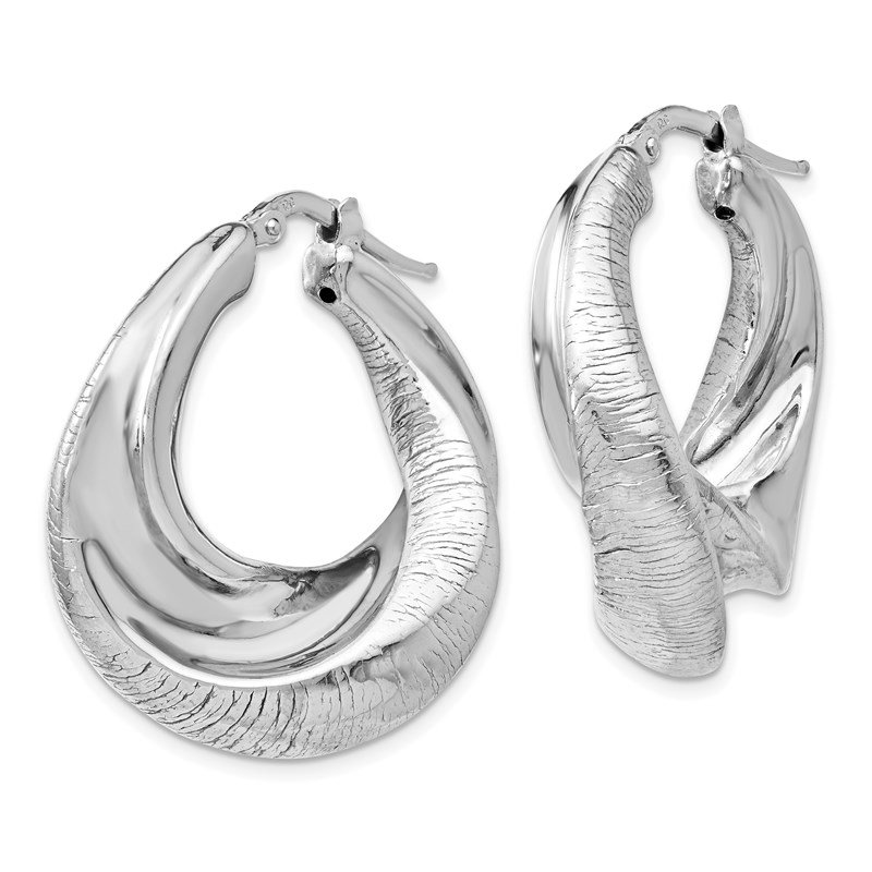 Leslies 925 Sterling Silver Polished Twisted Hoop Earrings 