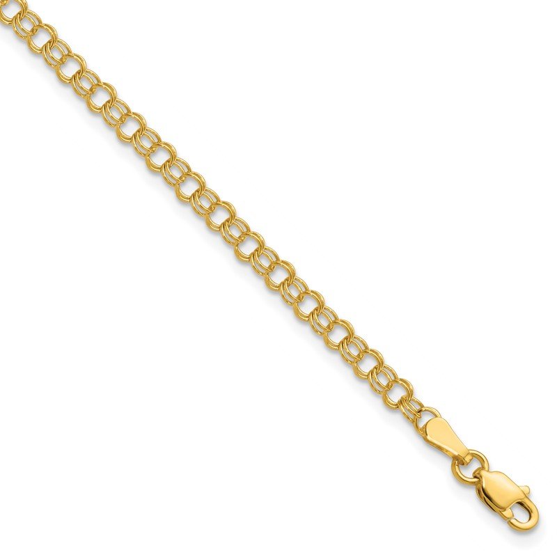Solid 14k Yellow Gold White Gold 3.5mm Solid Double Link Charm Pendant Bracelet 