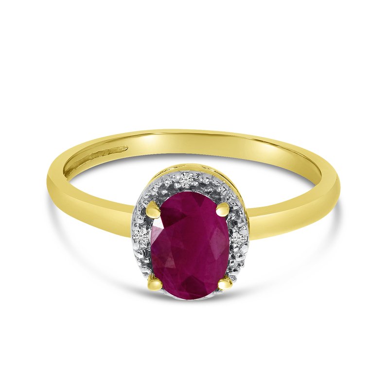 10k Yellow Gold Oval Ruby And Diamond Ring 
