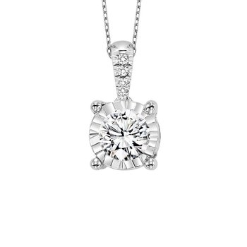 Diamond Starburst Solitaire Pendant Necklace in 14k White Gold (1/10ctw)