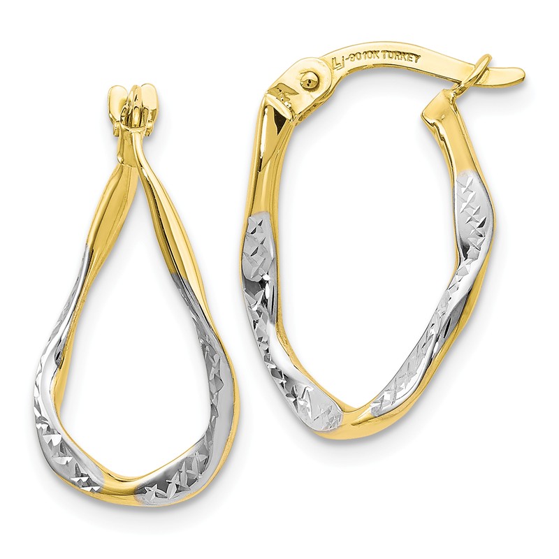 Leslies 10k White Gold Polished D//C Hoop Earrings