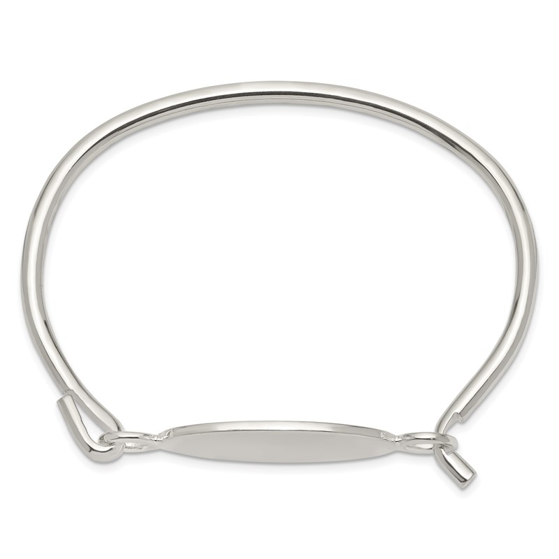 Sterling Silver Bangle W/Oval Id Plate Bracelet