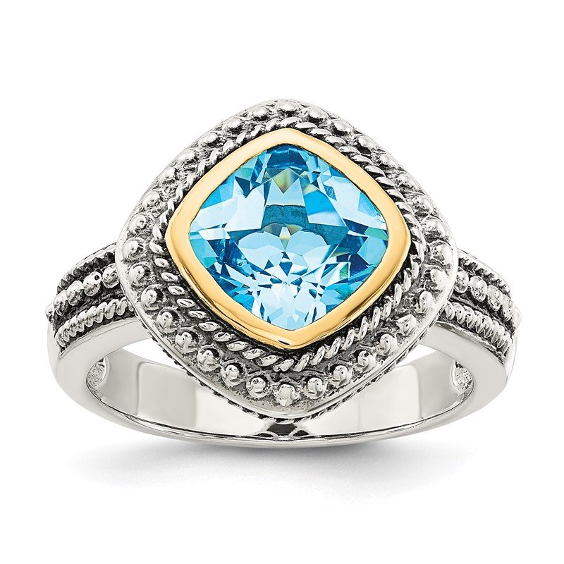 Sterling Silver with 14k Blue Topaz Ring 