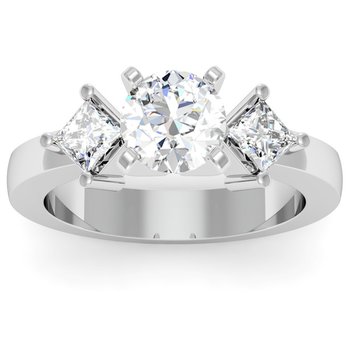 Kite Style Princess Cut Engagement Ring