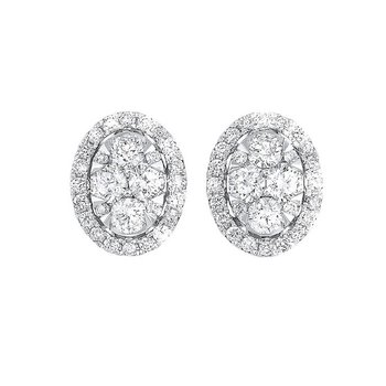 Oval Halo Diamond Earrings in 14K White Gold (3/4 ct. tw.)