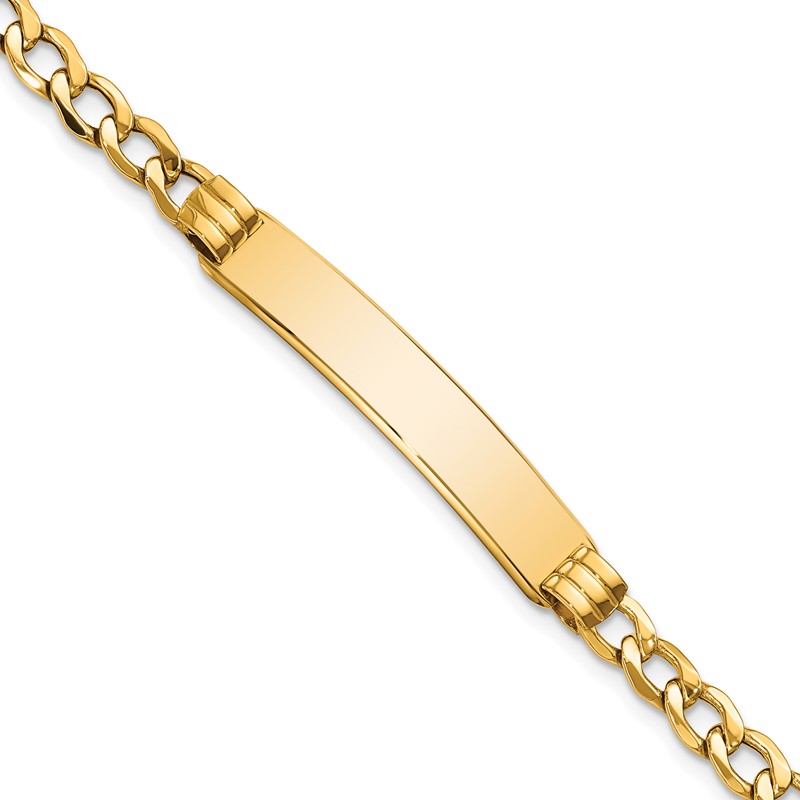 9CT Gold Identity Bracelet Free Engraving 7.6 Ladies Figaro Curb Chain Link ID Free Gift Box