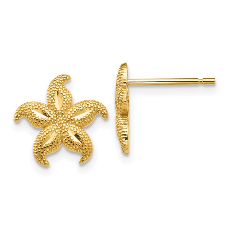 Details about   14k 14kt Yellow Gold Polished Starfish Post Earrings 12mm X 11mm